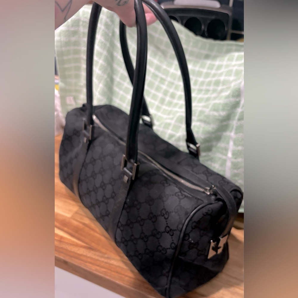 Authentic gucci boston bag. Black monogram GG shoulder bag